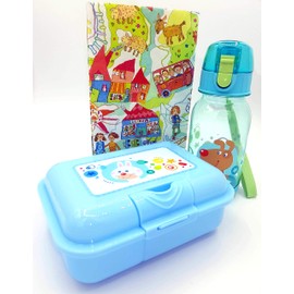 HABA Lunch Box and Drinking Bottle Rainbow Colours Kiga Rabbit Dog Tennis Compartment Lunch Box Gift Set Girls Boys