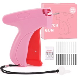 Stitch Gun for Clothes, Handheld Quick Sticky Sewing Tag Gun Fixer instant Pants Hemming Tool, Tagging Gun for Clothing, Includes 6 Needle,5000 Pcs Micro Fasteners(Red)