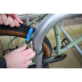 Squire Bike Locks STRAPLOK™ Combi 10 - Blue - Ultra-Lightweight Multi-Functional Zip-Tie Style Café Bike Lock with 10mm Stainless Steel Core, 450mm Length, 3-Wheel Recodable Combination - Blue