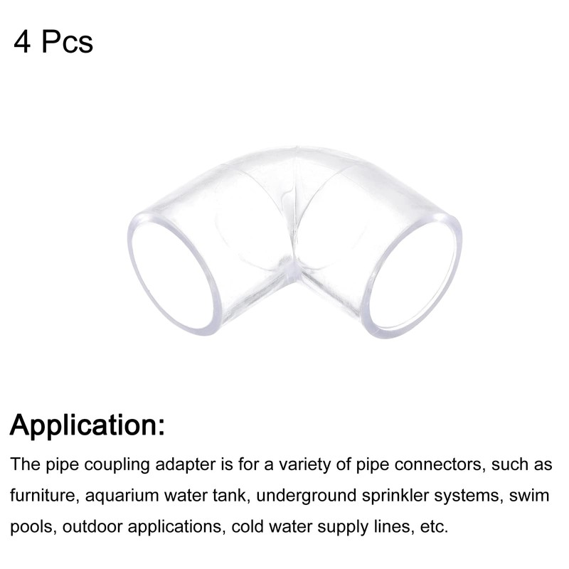 uxcell 4Pcs Clear Elbow Fitting, 25mm/0.98" 2 Way Acrylic Elbow