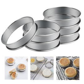 WhizNook Pack of 6 Dessert Rings, 10.5 cm x 2.5 cm Round Baking Rings, Crumpets Rings Made of Stainless Steel, Muffin Rings, Crumpet Rings, Tart Ring, Crumpet Rings Round, Round Muffin Rings for