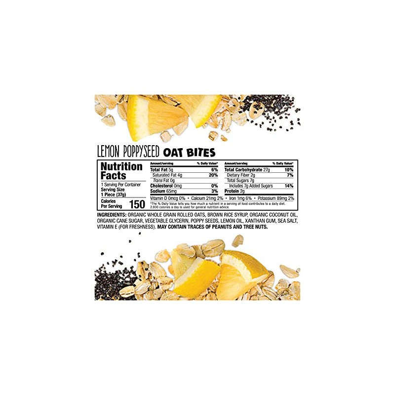 Bobo's Oat Bites, Lemon Poppyseed, 1.3 Ounce (5 Count Box)