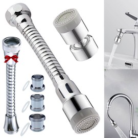 Tap Extension Kitchen Aerator, Aerators for Taps with Hose, Tap Attachment Swivelling 360°, Water-Saving Strainer Flexible Faucet Extender with Adapter for M22 to M24/M20/M18