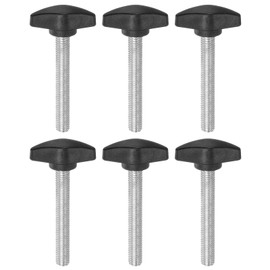 QUARKZMAN 6 Pcs Thumb Screw Wing Screws Plastic T Wing Knobs M8 x 50mm Metric Male Grub Screws T Head Plastic Knobs Thumb Screw Black