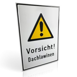 Betriebsausstattung24® Warning Combination Sign "Vorsicht! Dachavalanen" | Safety Sign / Warning Sign | Operational Safety | Aluminium, 26.2 x 37.1 cm
