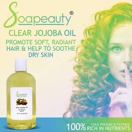 Soapeauty Clear JOJOBA Oil Cold Pressed | 100% Pure Natural Jojoba Oil | Carrier for Essential Oils, Moisturizer for Skin, Face & Hair, Massage, Soap Making | 16 Fl Oz