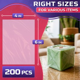 200 Pcs Heat Shrink Wrap Bags – 4x6 Inch Heat Shrink Bags Compatible with Hair Dryer at Medium Temperature – Suitable for Packaging Small Items, Protects from Dust, Moisture, and Scratches