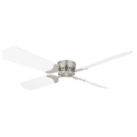 RecPro RV 12V Ceiling Fan | 4-Blade | 4-Speed | Near Silent Operation | Reversing Direction Wall Control (Brushed Nickel: White Blades, 36")