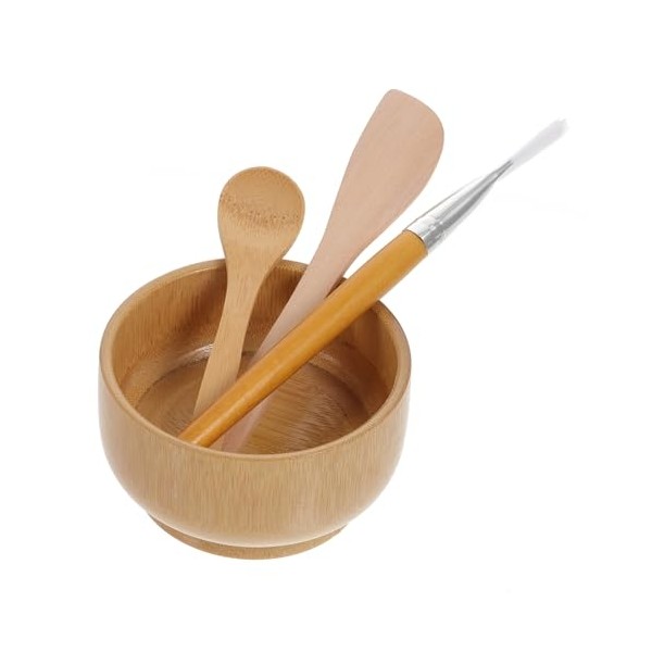 1set Wooden Facial Mask Mixing Bowl Set Skin Care Tools