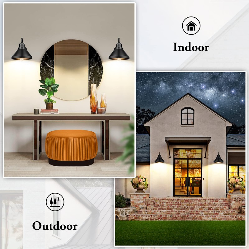 Brightever Gooseneck Outdoor Light Fixtures, 2-Pack Farmhouse Barn Lights for