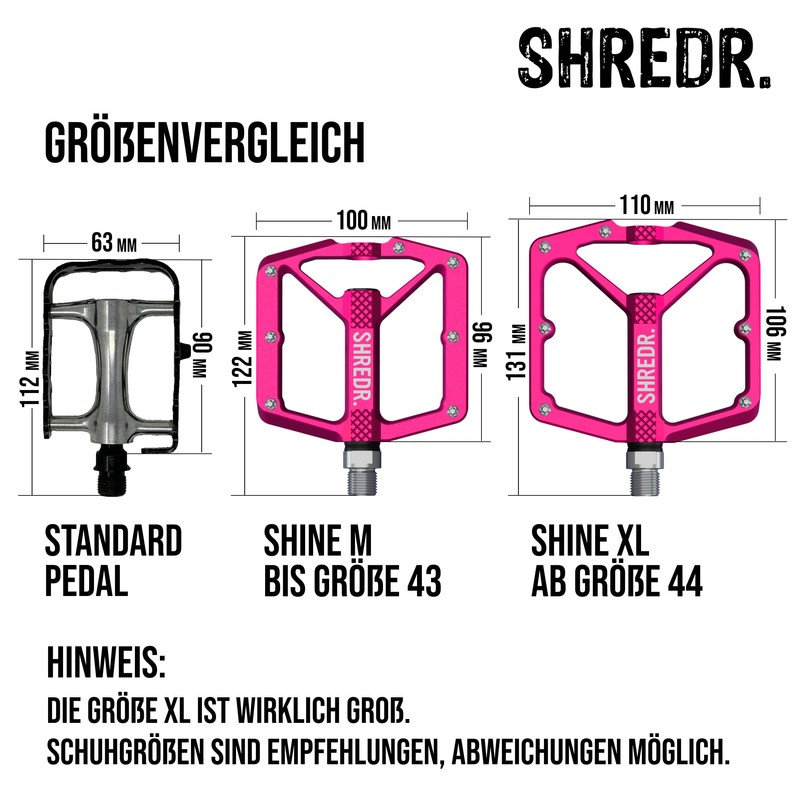 SHREDR. Shine Pedals for MTB | High Quality Flat Pedals