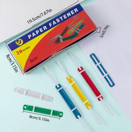 KOOLEVER 50Pcs Colorful Paper Fasteners, Prong Paper Fasteners for Office Stationery, Durable Filing Strip Fasteners, 8cm Hole Spacing Paper Binder Clips, Colored Plastic Binding Strips