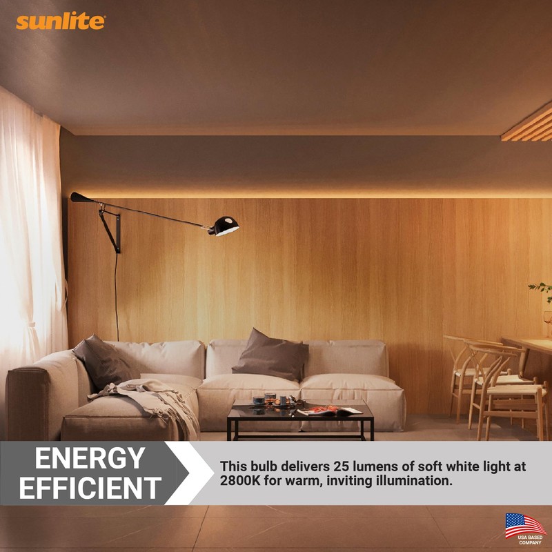 Sunlite T3.25 Specialty Mini-Tube Bulb, 4.62 Watts, 25 Lumens, 14