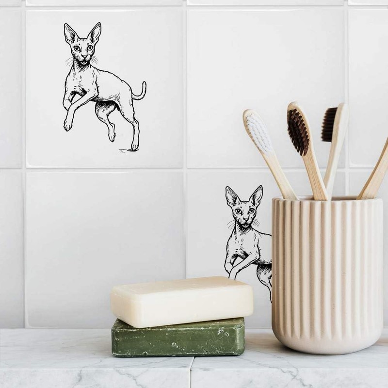 'Cornish Rex Cat' 108mm Square Ceramic Tile (TD00028314)