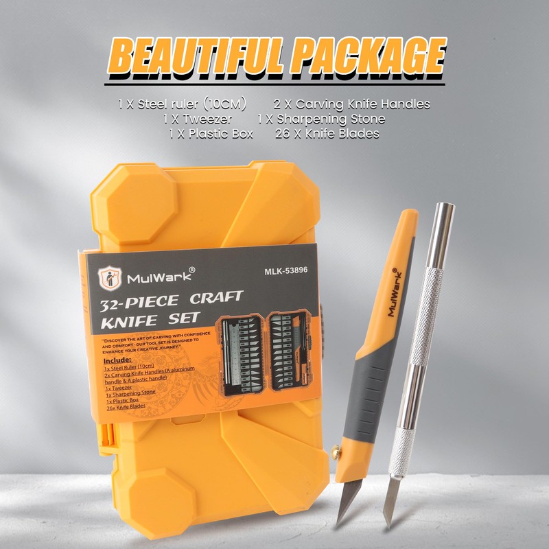 MulWark 32-Piece Precision Hobby Knife Set - Exacto Knife Set