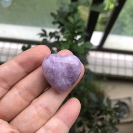Ladeukoi Ladeukoi 5Pcs Natural Purple Strengite Crystal Love Heart Stone, Polished Palm Pocket Stones Healing Therapy Chakra Balancing 1 Inch(25mm)