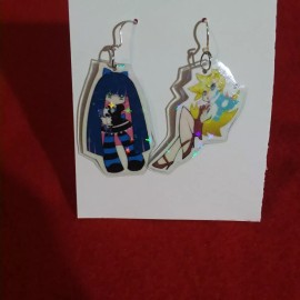 Custom Handmade Anime Manga Kawaii Cute Stocking Hologrqphic  Laminate Earrings