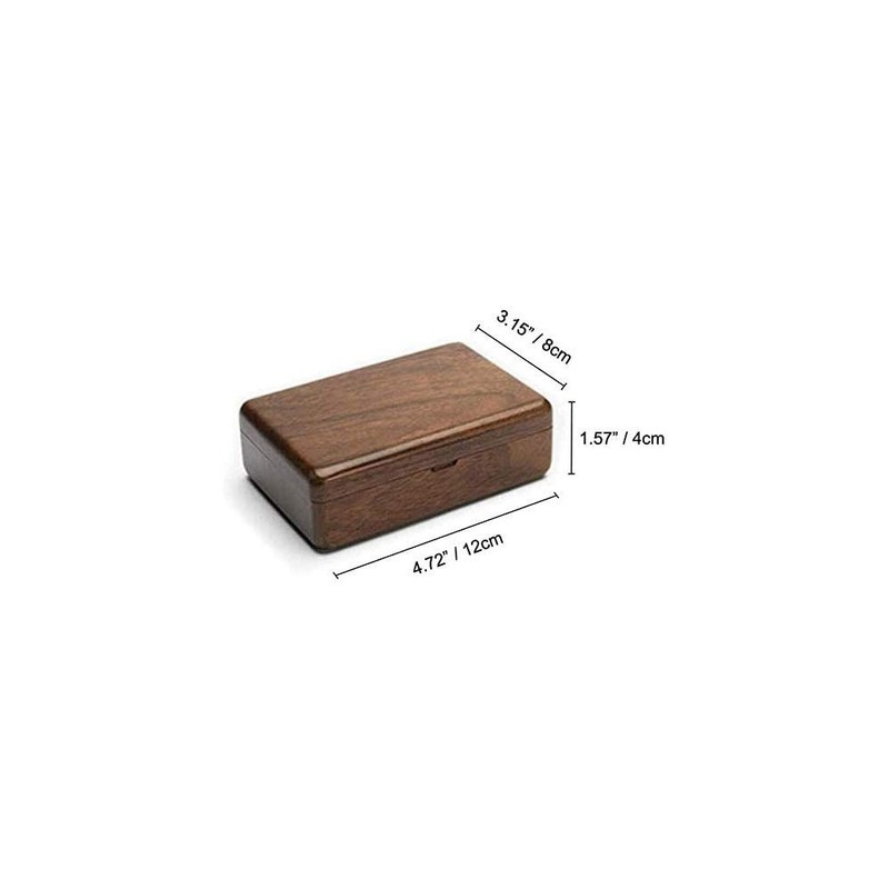 Shiwaki 4.7"x3.1"x1.6" Black Walnut Solid Wood Small Jewelry Storage Box