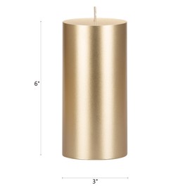 Mega Candles 6 pcs Unscented Solid Gold Pillar Candles, Hand Poured Premium Wax Candle 3 Inch x 6 Inch, Home Décor, Spas, Weddings, Celebrations, Party, Centerpieces, Holidays, Vigils, Prayers