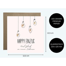 WBdesignz Housewarming Greeting Card with Envelope - Happy Housewarming Bulb New Stage of Life Change Home Greeting Card Appreciation Support Joy (Square - 125 x 125 mm)