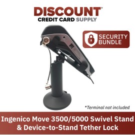 DCCStands Ingenico Move/3500/5000 7" Swivel and Tilt Black Stand with Anti-Theft POS Device Terminal to Stand Security Tether Lock