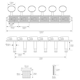 Banworks Vintage Guitar Tuning Pegs Keys 15:1 Ratio 1+4+1 Guitar String Tuning Machines 8mm (5/16") for Fender/Squier Classic Vibe Tele Strat ST Guitar Pack of 6 JT/JXQ-07 Nickel with Kidney Button