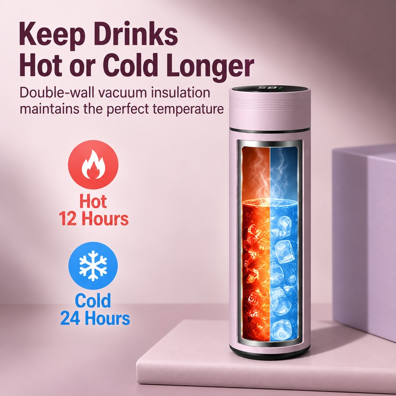 500ml Temperature Display Thermos Cup for Drinks – Stainless Steel