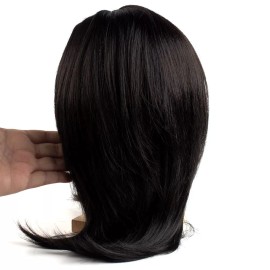 Unbranded Latisha Collection Synthetic Natural Black Lace-Front 16" Long Wig