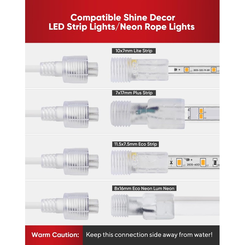 Shine Decor Connecting Wire for Male Female Connectable LED Neon