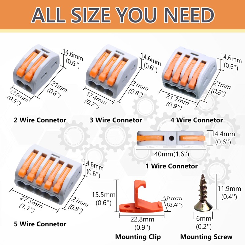 Lever Wire Connectors,HTCELLE 125-Piece Electrical Connectors Splice Kit Assortmentor Quick