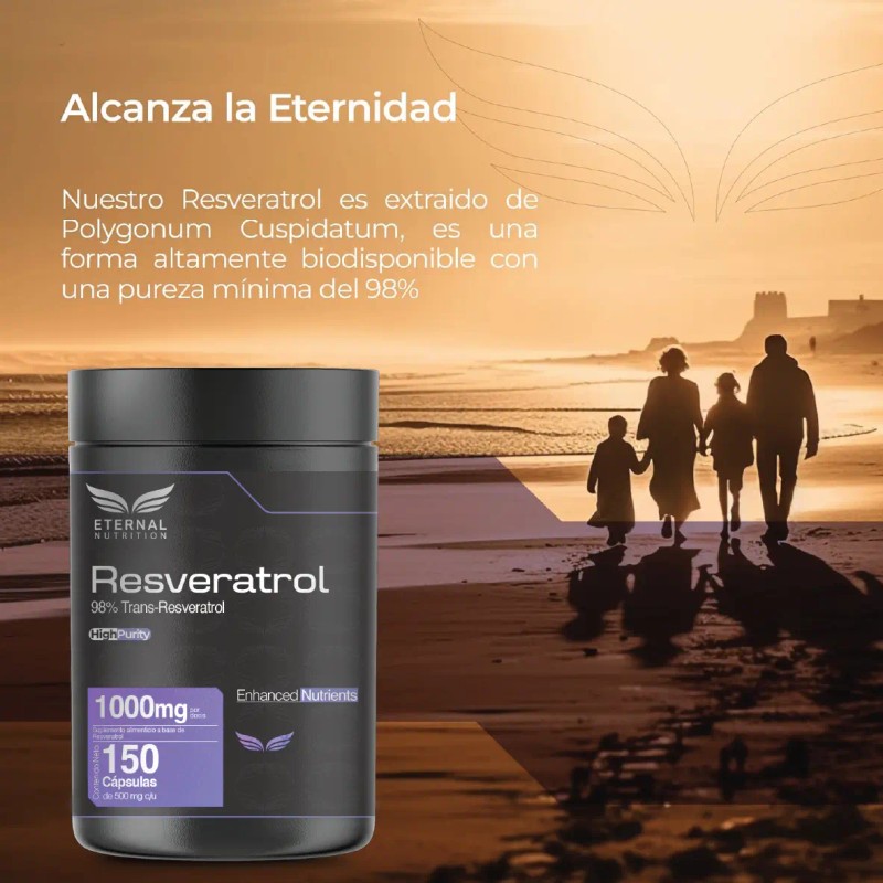Eternal Nutrition Resveratrol Polifenoles Antioxidante 150 Caps Porciones 1000 Sirtuinas