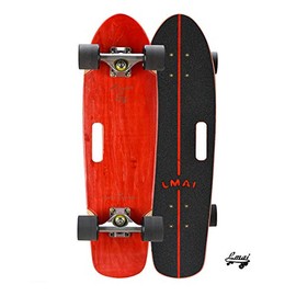 LMAI 27" Bamboo Wood Cruiser Complete Skateboard Longboard (Portable Red)