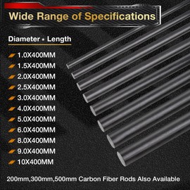 ARRIS 2.0MM Diameter Carbon Fiber Rod 400mm for RC Airplane DIY Craft 1mm 1.5mm 2mm 2.5mm 3mm 4mm 5mm 6mm 7mm 8mm 9mm 10mm Matte Pole 15.7inch 10PCS