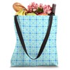 Blue Squares Grid Crosses Dot Molecule Scandinavian Pattern Tote Bag