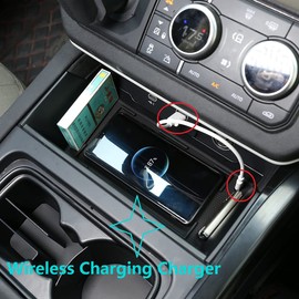 CHEYA ABS Car Center Console Storage Box Console Storage Box Wireless Charging Charger for Land Rover Defender 110 2020-2021 2022 with Electric Wire (Style 15)