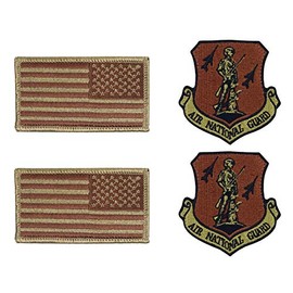 USAF Air National Guard OCP Spice Brown Patch and Reverse Flag Bundle (Military Issued)-Veteran Owned Business (2 Pack Bundle)