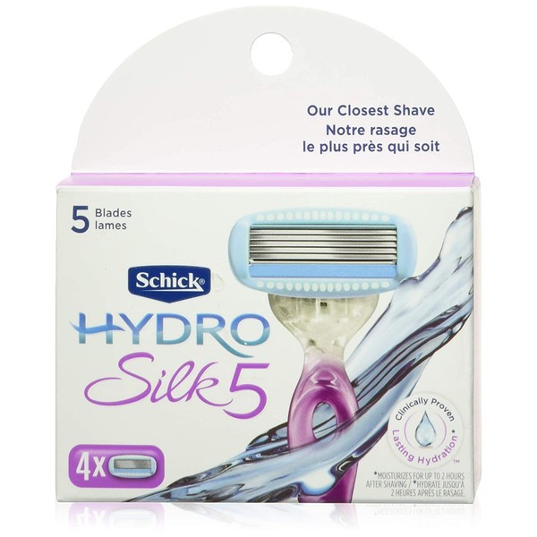 Schick Hydro Silk Moisturizing Razor Blade Refills for Women with Shower Hanger, 4 Count