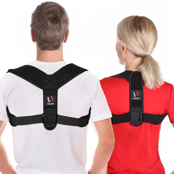 Schiara Posture Corrector for Men and Women, Comfortable Upper and Back Brace, Adjustable Back Straightener Support for Back, Shoulder and Neck