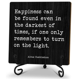 5" Inspirational Wooden Decor, Happiness Can Be Found Even In The Darkest Of Times,Motivational Desk Table Decor Shelf Decor, Heartwarming Gifts,Rustic Farmhouse Home Office Desk Decor And Accessories