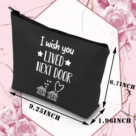 PLITI I Wish You Lived Next Door Gifts for Best Friend BFF Birthday Makeup Bag for Women Soul Sister Bestie Colleagues(Lived next door blU)