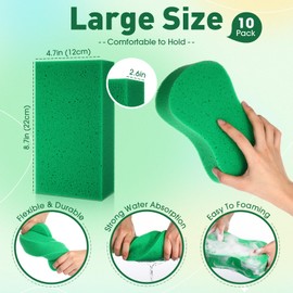 Tioncy 10 Pcs Large Sponge Bulk for Cleaning 8.7 x 4.7X 2.6 Inch Multipurpose Cleaning Sponge Car Wash Sponge Cleaning and Washing Sponge Tile Grout Sponge Boat Bail Sponge Household Cleaning Sponge