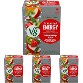 V8 SPARKLING +ENERGY Strawberry Kiwi Energy Drink, 11.5 fl oz Can (Pack of 16)