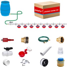 Automatic Chicken Watering System with PVC Pipe (Real Complete Set Pipeline) - 1/2" PVC Tee Fittings & Pipe & Garden Hose Connect to Water Tank, Automatic Poultry Waterer Feeder Kit