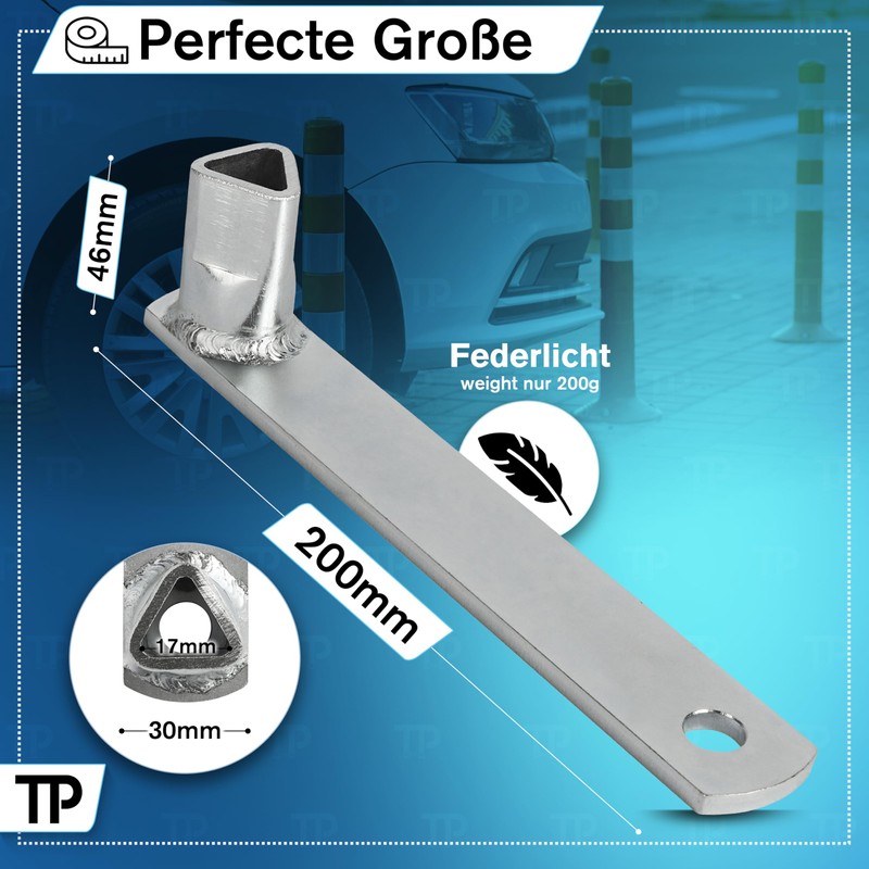 TP Europe Triangular key, diameter 17 mm, M12, bollard key