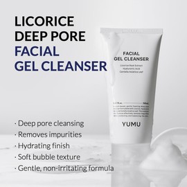 YUMU Licorice Deep Pore Facial Cleanser, for Double Cleansing, Centella Asiatica + Ceramide NP + Glycerin, Hydrating Gel Cleanser, Blackhead Remover, Korean Skincare (150ml/5.07 fl.oz.)