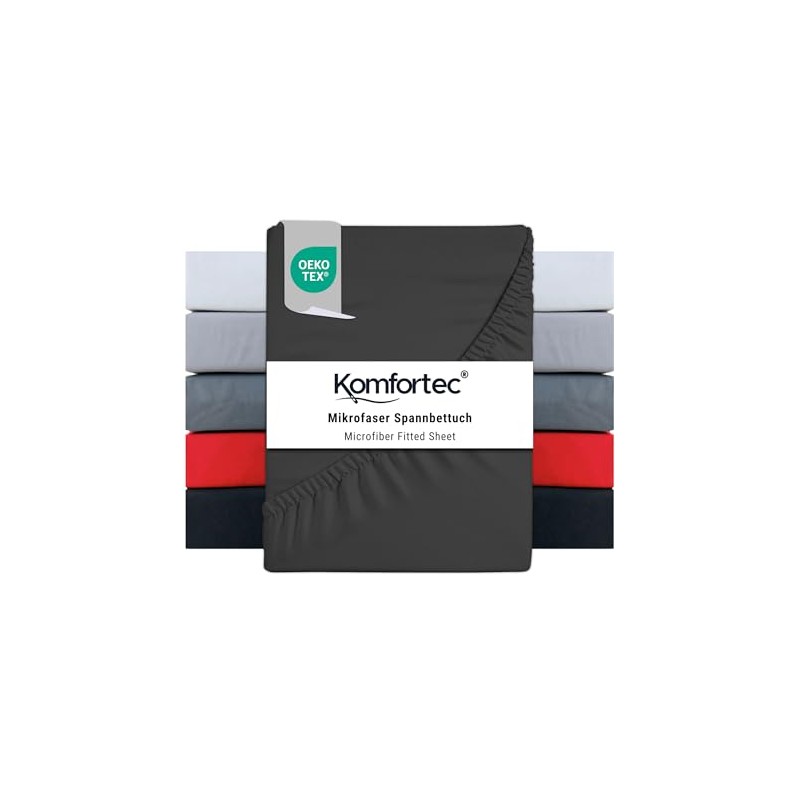 Komfortec Brushed Microfibre Fitted Sheet 160 x 200 cm Anthracite