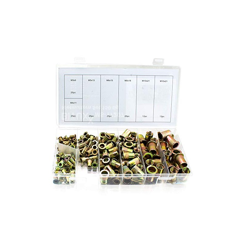 BITUXX® 150-Piece Rivet Nut Set Flat Head Rivets Thread Rivets