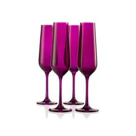 Godinger Champagne Glasses, Stemmed Champagne Flutes, Champagne Glass Set, Amethyst, 7oz, Set of 4 - Made in Europe