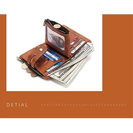 portafolios RFID de piel auténtica para hombre, con ventana de identificación, 13 tarjeteros de regalo, Marrón, Cartera Rfid