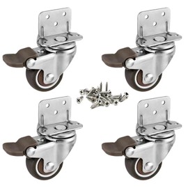 SHIMMER 1" L-Shape Caster Wheels Set of 4 Side Mount Casters,Locking Swivel Castors and 360° Swivel No Marking Silent Wheel Castors for Furniture, Cabinets, Beds, Table,Toolbox (1inch l-Shape castes)